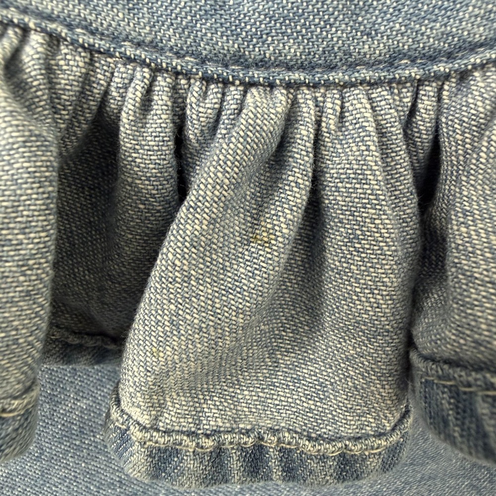 KMJ Kate McHale Jensen Shirt Womens Small Blue Denim Ruffle Collar Puff Sleeve - Picture 7 of 10